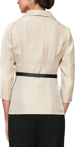 Alex Evenings Women's Stretch Taffeta 3/4 Sleeve Formal Blouse with Buttons, Special Occasion Dress Shirt in Saudi Arabia