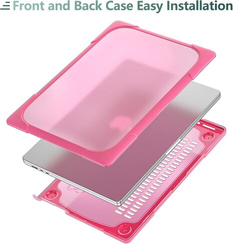 حافظة TWOLSKOO لجهاز MacBook Air 13.6 بوصة 2024 2023 2022 M3 M2 Chip A3113 A2681 مع معرف اللمس، غطاء صلب متين مقاوم للصدمات وطبقة مزدوجة مع مسند قابل للطي، وردي in Saudi Arabia