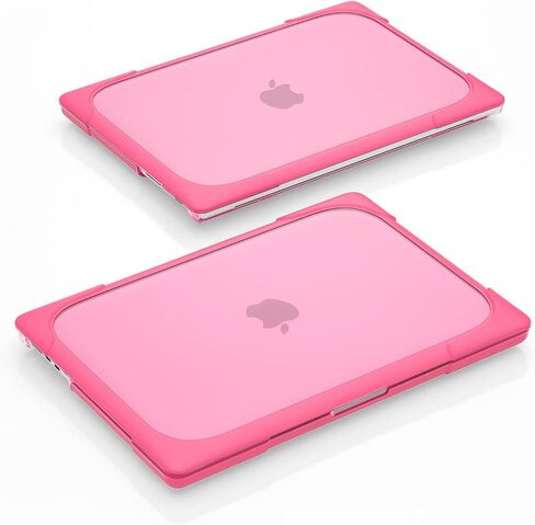 حافظة TWOLSKOO لجهاز MacBook Air 13.6 بوصة 2024 2023 2022 M3 M2 Chip A3113 A2681 مع معرف اللمس، غطاء صلب متين مقاوم للصدمات وطبقة مزدوجة مع مسند قابل للطي، وردي in Saudi Arabia