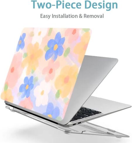حافظة LanBaiLan متوافقة مع جهاز MacBook Air 13.6 بوصة M3 M2 Chip 2022 2023 2024 الإصدار مع شاشة عرض شبكية العين السائلة طراز A2681 A3113، حافظة بلاستيكية صلبة وغطاء لوحة مفاتيح، زهرة بألوان مائية in Kuwait