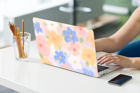 حافظة LanBaiLan متوافقة مع جهاز MacBook Air 13.6 بوصة M3 M2 Chip 2022 2023 2024 الإصدار مع شاشة عرض شبكية العين السائلة طراز A2681 A3113، حافظة بلاستيكية صلبة وغطاء لوحة مفاتيح، زهرة بألوان مائية in Kuwait