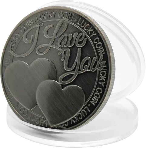 JIANWEI Lucky Love Coin, I Love You Four-Leaf-Clover Lucky Coin Commemorative Coin, Romance Couple Collection Art Gifts Souvenir(as Shown) in Saudi Arabia