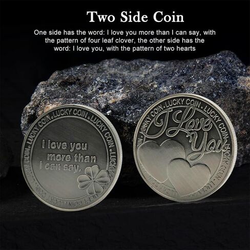 JIANWEI Lucky Love Coin, I Love You Four-Leaf-Clover Lucky Coin Commemorative Coin, Romance Couple Collection Art Gifts Souvenir(as Shown) in Saudi Arabia