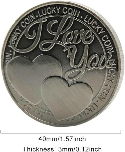 JIANWEI Lucky Love Coin, I Love You Four-Leaf-Clover Lucky Coin Commemorative Coin, Romance Couple Collection Art Gifts Souvenir(as Shown) in Saudi Arabia