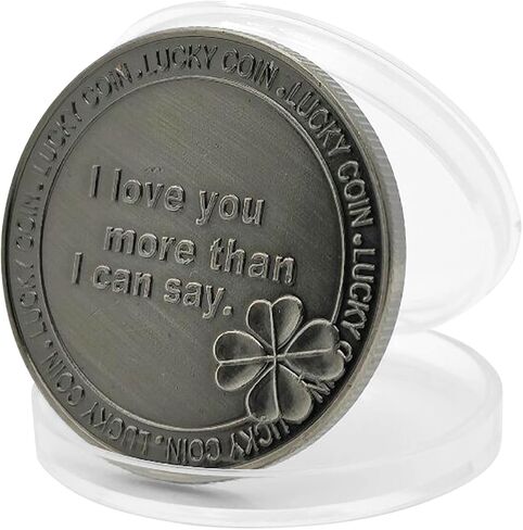 JIANWEI Lucky Love Coin, I Love You Four-Leaf-Clover Lucky Coin Commemorative Coin, Romance Couple Collection Art Gifts Souvenir(as Shown) in Saudi Arabia