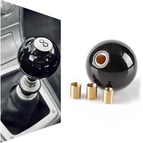1 PC Automotive Manual Transmission Shifter Knob, 2.16" Personalized 8 Billiard Ball Shape Curved Easy Grip Shift Knob with M8/M10 Adapter, for Most Manual Transmission Cars (Black)