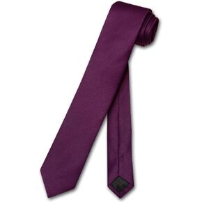 Vesuvio Napoli Narrow NeckTie Skinny EGGPLANT PURPLE Men's Thin 2.5" Neck Tie