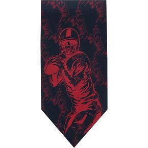Jacob Alexander Men's Football Player Silhouette Pattern Pre-Tied Zipper Neck Tie - Red