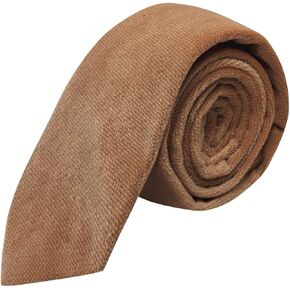 King & Priory Luxury Fawn Brown Textured Velvet Necktie, Tie