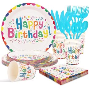 175 PCS Happy Birthday Plates and Napkins Party Supplies for Kids Girl & Boy Birthday Party Decoration