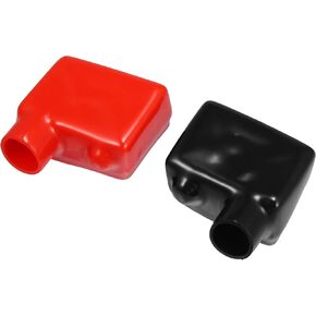 1 Pair Battery Terminal Insulation Covers, 17mm 0.67" Car Battery Positive Negative Top Post Cap Universal for Motorcycle Truck Durable PVC Red Black