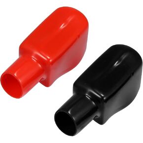 1 Pair Battery Terminal Insulation Covers, 19mm 0.75" Car Battery Positive Negative Top Post Cap Universal for Motorcycle Truck Durable PVC Red Black