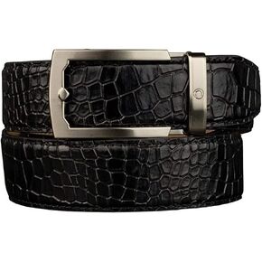 Nexbelt Reptile Series Crocodile Embossed Black Belt Chrome Buckle Adjustable