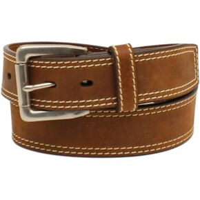 ARIAT 1 1/2 " Logo Concho Double Stitch Medium Brown Belt