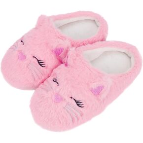 Fuzzy Cat Slippers for Girls, Funny Animal House Shoes with Soft Memory Foam, Comfy Plush Warm Slip-on Slippers in Kuwait
