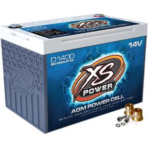 XS Power D1400 14 Volt AGM 2000 Amp Sealed Car Audio Battery/Power Cell+Terminal