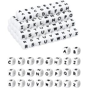 156Pcs FIVEIZERO Silicone Letter Beads, 6 Colors 12mm A-Z Alphabet Beads,Square Letter Beads for Bracelets and Keychains, Large Letter Beads for Necklaces and Lanyards Making