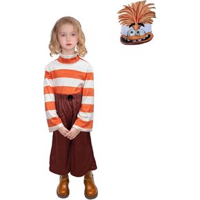 Kids Anxiety Costume T-shirt Pants Set with Mask Halloween Movie Cosplay Outfit