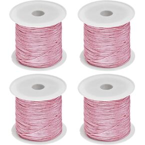 HARFINGTON 4 Rolls Nylon String Cord 45 Yards 0.4mm Nylon Cord Beading Satin String for Jewelry Making Chinese Knotting Cord Necklaces Kumihimo Friendship Bracelets and Craft, Gray Pink
