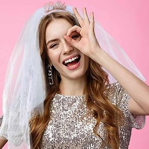 Foyte Bride Wedding Veil with Headband White Bridal Veils Short Hair Accessories for Women