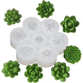 7 Cavity Succulent Mold Succulent Candle Mold Succulent Flower Resin Mold Silicone Soap Candle Making Mold for Scented Candles Soaps Cake Making