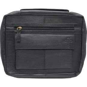 Large Cross Bible Book Cover Genuine Leather with Handle (Cross Black)