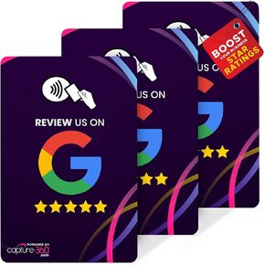 NFC Business Google Review Tap Card, Contactless, Enhances SEO, Saves Time, User-Friendly, Reusable, Boosts Online Presence & Encourages Business Feedback - Pack of 3, Purple