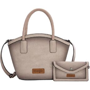 Montana West x Wrangler Tote Bag for Women Distressed Shoulder Purse Woven Handle Tote Handbag with Small Clutch Wallet