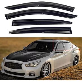 Window Visors for Infiniti Q50 2014 2015 2016 2017 2018 2019 2020 2021 2022, Window Deflector Rain Guards Sun Visors Vent Deflectors,Tape-On Style