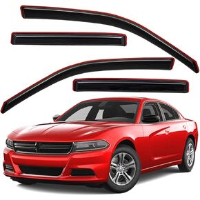 Lightronic WV194313 in-Channel Side Window Deflectors & Visors Vent Rain Guards, Dark Smoke, 4-Pieces Set, Fits 2011-2023 Dodge Charger