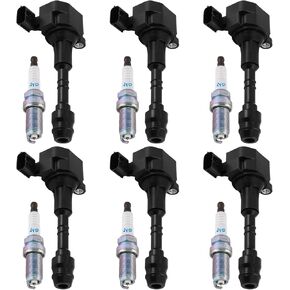 Set of 6 Ignition Coil Pack UF349 and Spark Plugs 4469 Compatible with Nissan Infiniti I35 QX4 Altima Frontier Maxima Murano Pathfinder Quest Xterra 3.5L 4.0L V6 Replacement for C1406 5C1403 IC479
