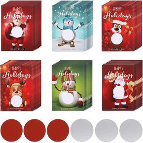 120 Pieces Christmas Scratch Off Cards Xmas Blank Holiday Lottery Cards with Christmas Winter Patterns for Small Business Restaurant Teacher Festive Raffle Ticket Supplies(Snowman Elk Santa Claus)
