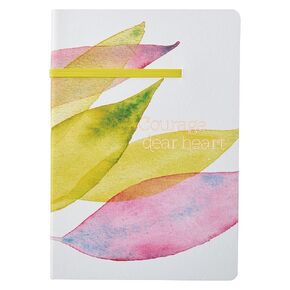 Heartfelt Inspirational Journal Notebook for Women Courage Dear Heart Citrus Leaves, Elastic Closure, 256 Lined Pages