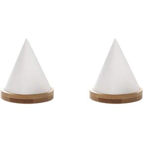 2PCS Conical Solid Wood Bangle Bracelet Watch Holder Exhibit/Retail Stores Jewelry Display Stand Organizer Holders (Creamy-White)