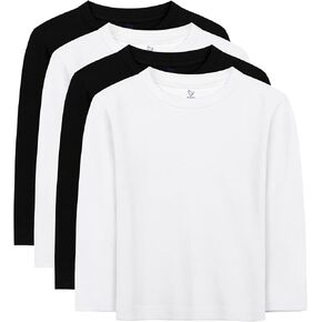 4 Pack Toddler Long Sleeve Shirt Boy Kids T-Shirts Soft Cotton Tees Crewneck Multipack Baby Toddler Boys Shirts