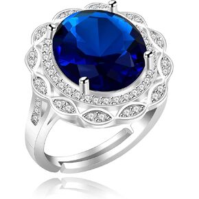 Uloveido Platinum & Rose Gold Plated Oval Zircon Diamond Ring Micro CZ Inlaid Adjustable Birthstone Wedding Promise Jewelry Y989