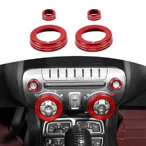RT-TCZ for Camaro AC Control Radio Knob Cover Trim Rings Red for Chevy Camaro 2010-2015 Red Interior Accessories 4pcs