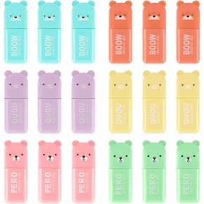 18 Pack Highlighter Pen, Cute Bear Aesthetic Markers Highlighters, Macaron Colors Chisel Tip, Kawaii Marker Pens for School Study Notes Office
