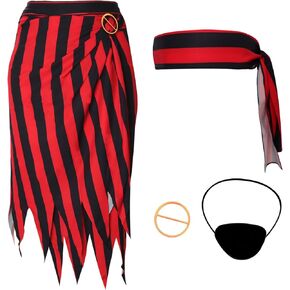 Pirate Costume Women Pirate Skirt Dress Head Scarf Hat Bandana Eye Patch Pirate Accessories Set Role Play for Men Women