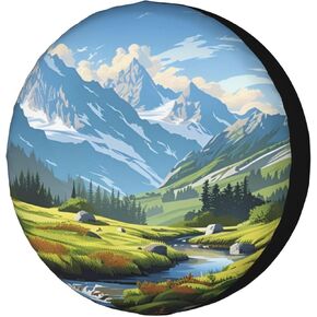 KiuLoam Nature Landscape Mountain Spare Tire Cover Weatherproof Dust-Proof Universal Sunscreen Wheel Tire Cover Fit for Trailer RV SUV Truck Camper Travel 16 Inch