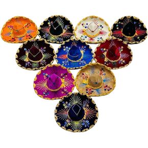 5 Mexican Charro Mini Sombrero Hats - Mariachi Theme Party - Assorted Colors