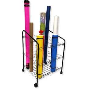 Proartek Drafting PK00002 Model WRF40 Wire Bin Roll File Blueprint Holder; 20 Slots, 4" x 4"; 4 Swivel Casters; Plastic Coated Heavy-Gauge Steel Rods
