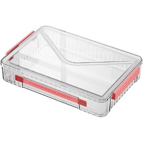 VANRA Clear File Storage Box with Latching Lids Stackable Project Case Organizer Plastic Stacking File System Office Magazine Storage Bin School Supplies Container Portable with Handle (2 White, S)