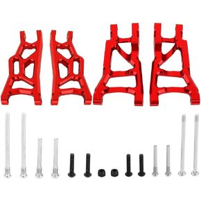 Aluminum Front & Rear Suspension A-Arms Set for 1/10 Traxxas Slash 2WD Short RC Car Upgrade Parts (red)