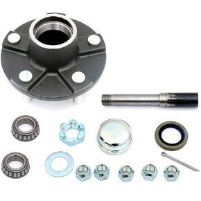 FKG Trailer Hub Spindle Kit 5 Bolt on 4.5 Inch Circle Fit for 2,000 lb. axles with 1" Straight Spindle