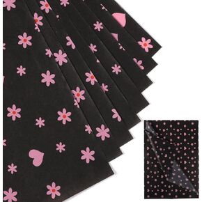 30 Sheets Heart Flower Tissue Paper, 19.68x13.78in Wrapping Tissue Paper Heart Flower Patterns Decorative Gift Wrapping Paper Sheets for Christmas Wedding Birthday Party Crafts Packing (pink)