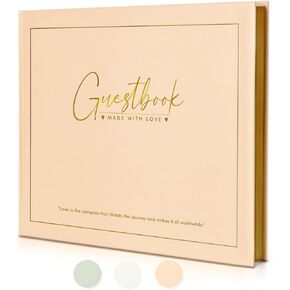 Wedding Guest Book - Guest Book for Wedding Reception, Baby Shower, Birthday, Anniversary and Special Day - Registry Guestbook for Guests to Sign in and Add Photos with 110 Lined Pages (Cream)