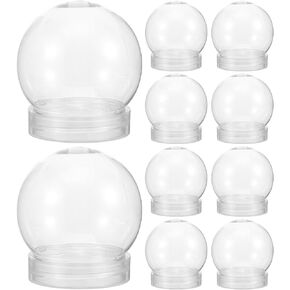 FOMIYES Christmas Snow Globe, DIY Snow Globe , 10Pcs 4inch Clear Plastic Empty Fillable Snow Globe with Screw Off Cap for DIY Crafts Christmas Holiday Home Decoration