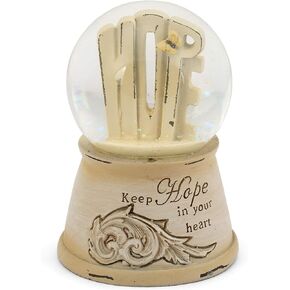 Keep Hope in Heart Distressed Ivory 4 x 5 Glitter Water Globe Decoration