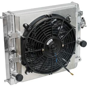 2-Row Full Aluminum Racing Radiator w/ 12V Fan Shroud Replacement for 1992-2000 Honda Civic EH EJ 1993-1997 Del Sol EG MT 1994-2001 Acura Integra DB DC